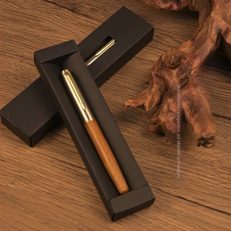 Fountain pen BY869 s korpusom od sandalovog drveta, iridijsko pero, dvostruki sustav mastila (kartica ili apsorber), prilagođeni logotip u kutiji za poklon