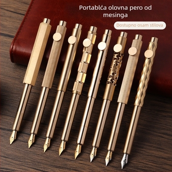 Retro džepno pero s mastilom, serija 86, metalno tijelo, sustav upijanja mastila, metalna vrh, mogućnost ispisa logotipa