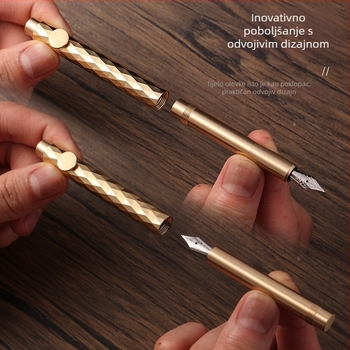 Retro džepno pero s mastilom, serija 86, metalno tijelo, sustav upijanja mastila, metalna vrh, mogućnost ispisa logotipa