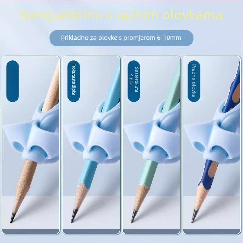 Držač za olovku s pet prstiju, silikonski prstni zaštitnik za djecu, ispravlja držanje pri pisanju, za predškolce, Model 2