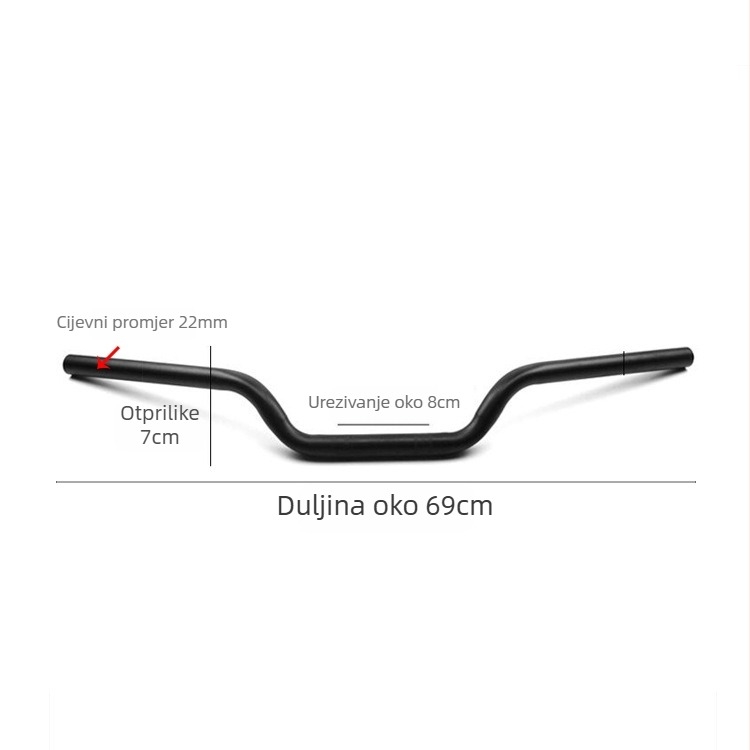 CG125 retro modificirano kormilo za motocikl, promjer 22 mm, čelična cijev