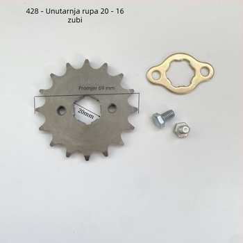 CG125 motociklističko lančano zupčanik, pinion, 14–17 zuba, setrvačnik