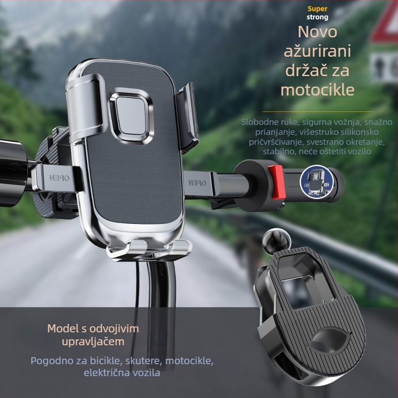 Držač telefona za motocikl, s anti‑šok zaštitom, za vanjsku upotrebu, od PP i legure