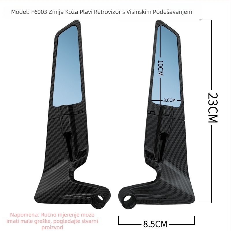 Aluminijski adapter retrovizora za motocikl, H3390 snakeskin, kvadratno ogledalo, montaža prednje i stražnje, kompatibilno s motociklima i električnim vozilima