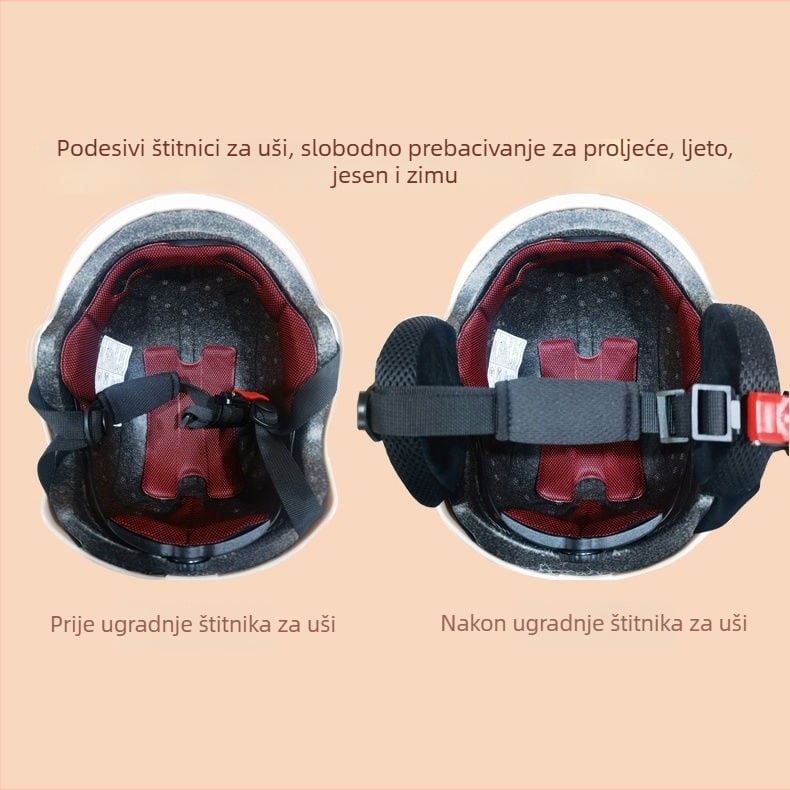 Zaštita za uši za kacige motora i električnih vozila, odvojiva ljetna kaciga koja se može pretvoriti u zimsku, otporna na vjetar, topla i sigurna za električne skutere