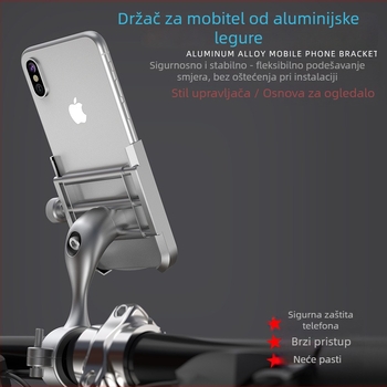 Držač za telefon na motoru od aluminijske legure — opća kompatibilnost, model 20201027, Speed motorcycle products