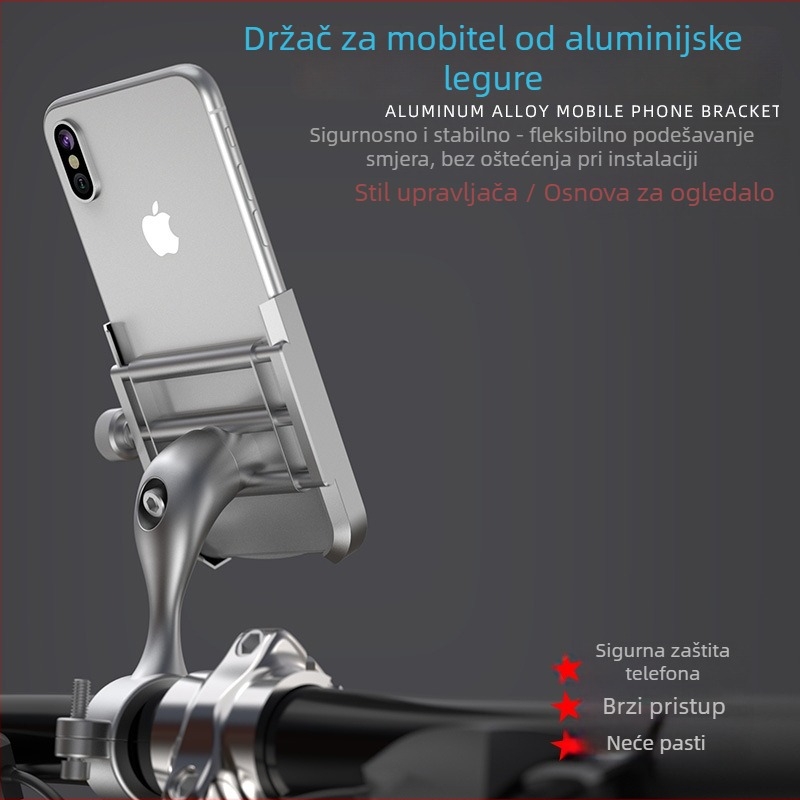 Držač za telefon na motoru od aluminijske legure — opća kompatibilnost, model 20201027, Speed motorcycle products