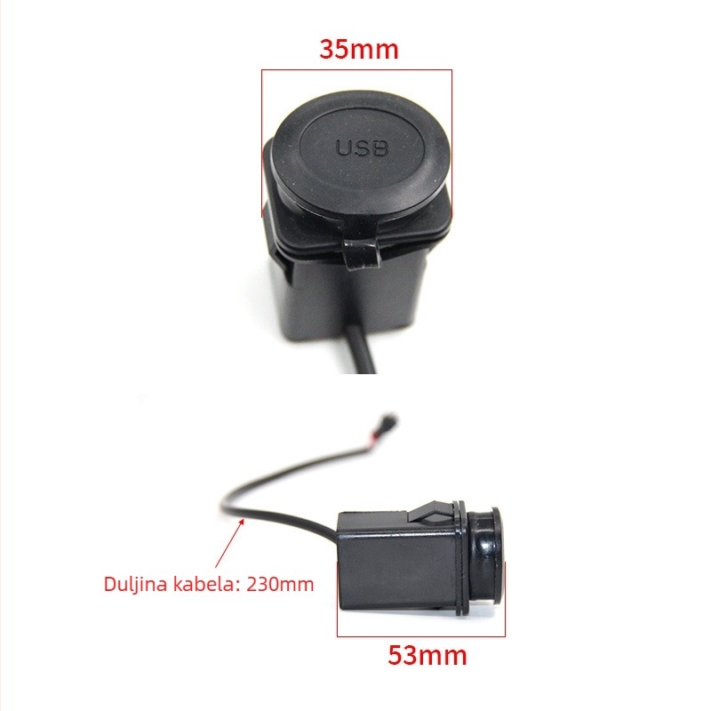 Punjač za mobitel za električni auto, ABS + brass, 36-100V, Snap-on ugradnja