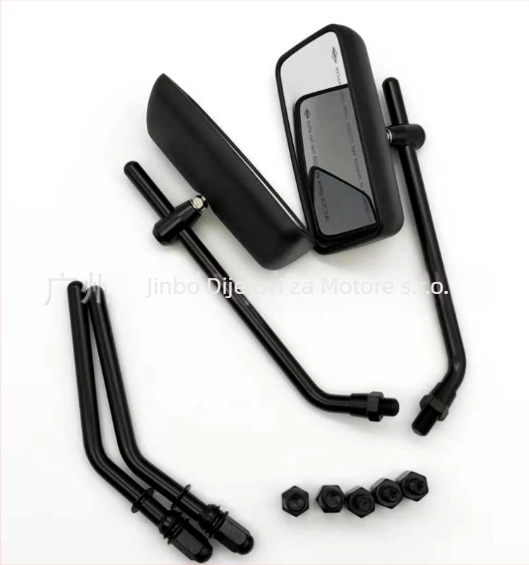 Jinbo retro pravokutni ogledalo za motocikl, aluminijsko tijelo s ABS kućištem, kvadratno ogledalo, montaža s pozitivnim i negativnim zubima, kompatibilno s općim motociklima i električnim motociklima