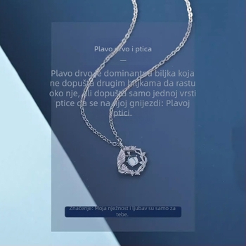 Srebrni lančić s motivom eukaliptusa i ptice za žene, dizajn 2025