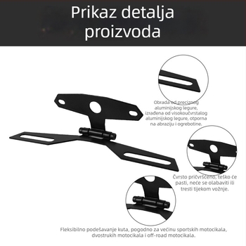 Sklopivi univerzalni držač registarske tablice motocikla i držač stražnjeg svjetla, model CPJ001