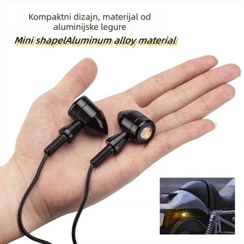 SX-111 Retro mini metalni pokazivač smjera za motocikl, 12V univerzalno