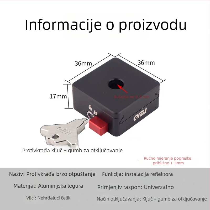LED nosač reflektora s protivkrađnim mehanizmom brzog otpuštanja, za automobile i motocikle, aluminijski spoj