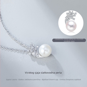 Ogrlica sa slatkovodnim perlama, privjesak od srebra 925, lančić s oblikom O, proljeće 2024