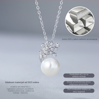Ogrlica sa slatkovodnim perlama, privjesak od srebra 925, lančić s oblikom O, proljeće 2024