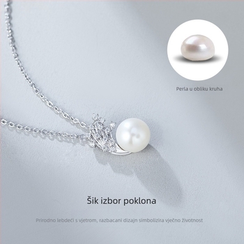 Ogrlica sa slatkovodnim perlama, privjesak od srebra 925, lančić s oblikom O, proljeće 2024