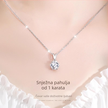 Moissanite 1ct, ogrlica od srebra 925, lančić s križem, minimalistički geometrijski dizajn, težina približno 2,2 g