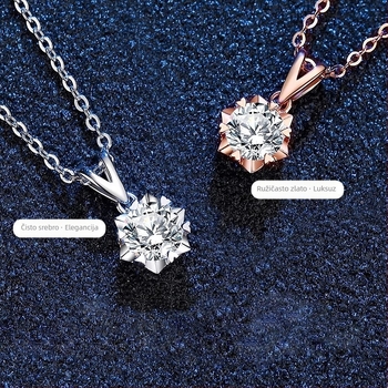 Moissanite 1ct, ogrlica od srebra 925, lančić s križem, minimalistički geometrijski dizajn, težina približno 2,2 g