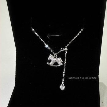 Ženski ogrlicu — nehrđajući čelik, lanac s križem, privjesak od bakra s ugrađenim cirkonima, oblik životinja/zodijak, lagani luksuzni stil