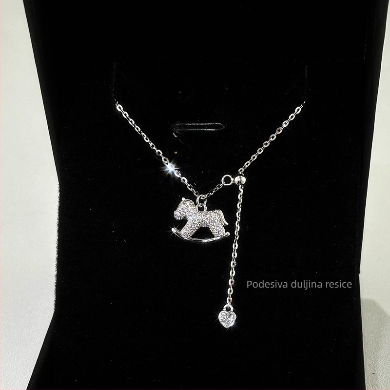 Ženski ogrlicu — nehrđajući čelik, lanac s križem, privjesak od bakra s ugrađenim cirkonima, oblik životinja/zodijak, lagani luksuzni stil
