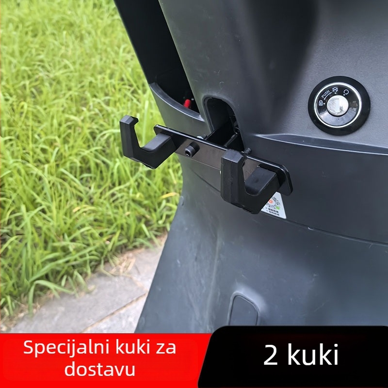 Xin Lei električno vozilo – prednja poprečna šipka s redom kukica, ABS kukice i nosač od aluminijske legure za dostavu hrane