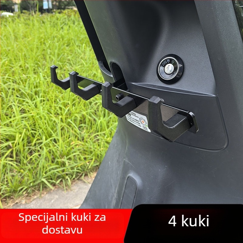 Xin Lei električno vozilo – prednja poprečna šipka s redom kukica, ABS kukice i nosač od aluminijske legure za dostavu hrane