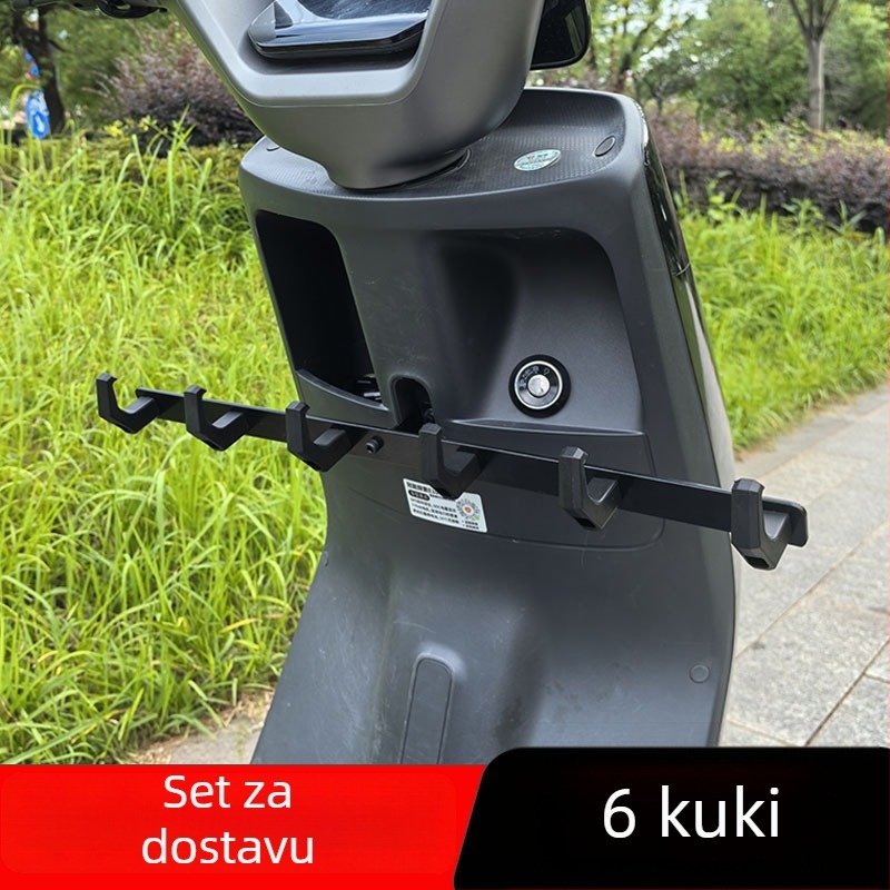 Xin Lei električno vozilo – prednja poprečna šipka s redom kukica, ABS kukice i nosač od aluminijske legure za dostavu hrane