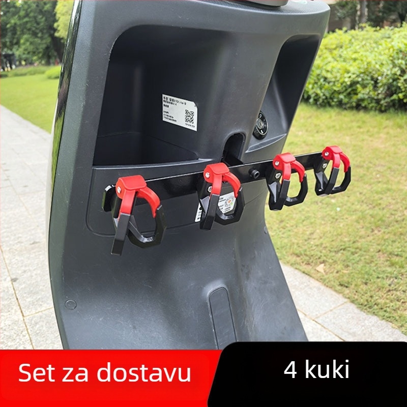 Xin Lei električno vozilo – prednja poprečna šipka s redom kukica, ABS kukice i nosač od aluminijske legure za dostavu hrane