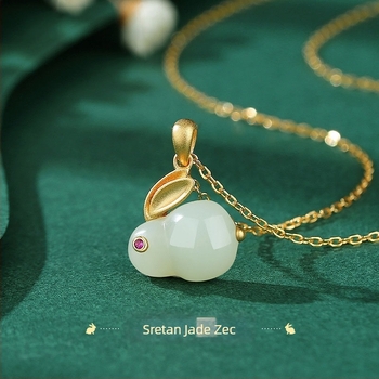 Ženski bakreni ogrlica; privjesak od umjetnog kristala; lanac s križem; oblik zodijaka - zec; izlazi jeseni 2022.