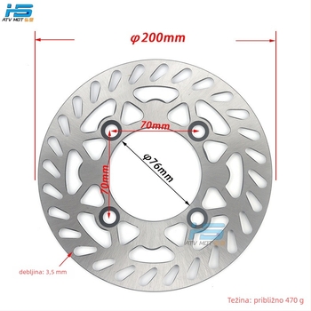 HS disk kočnice za motocikl za motocross i ATV, čelični, C-tip, promjer 180–220 mm, unutarnji otvor 76 mm