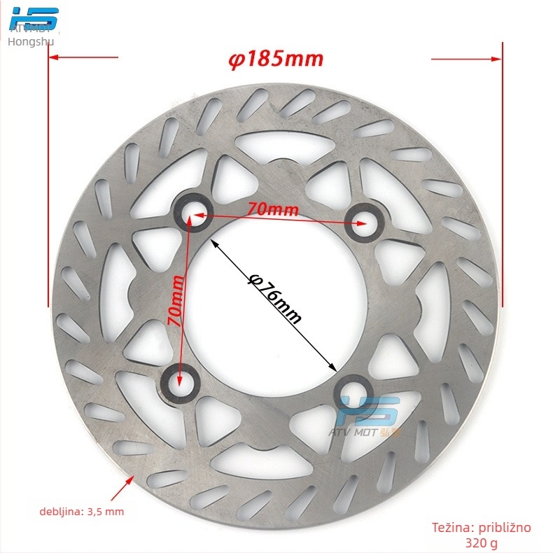 HS disk kočnice za motocikl za motocross i ATV, čelični, C-tip, promjer 180–220 mm, unutarnji otvor 76 mm
