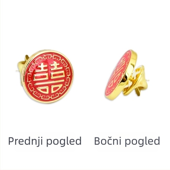 Set klipsa za kravatu i manžetne s motívom dvostruke sreće, laserski logo; bakar, uzorak boja blokova, geometrijski stil, elektroplatirani završetak