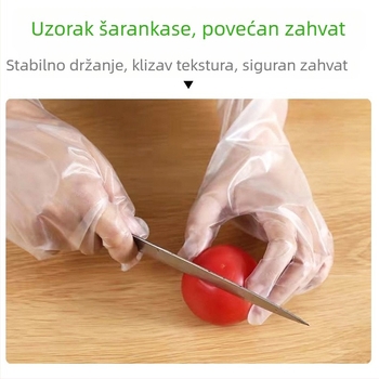 Jednokratne duge rukavice za kuhinju – otporne na masnoće, prozirne, od plastike, debljina 0,05–0,1 mm