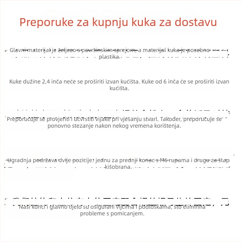 Prednja kuka za dostavljače — bez bušenja, ABS ojačani plast, za bicikle i električna vozila, model 001