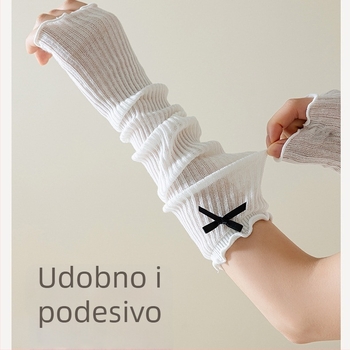 Ženske prozračne ultra-tanke rukavice s izšivenom mašnicom