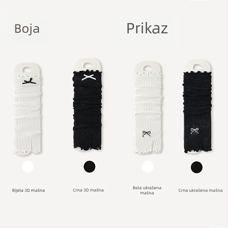 Ženske prozračne ultra-tanke rukavice s izšivenom mašnicom