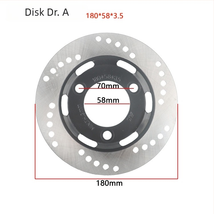 Disk za kočnice za električna vozila, motocikle i skutere; strojno obrađeni nehrđajući čelik 304; unutarnji promjer 40,5/48/58 mm; debljina 3,5-5 mm; težina 500 g