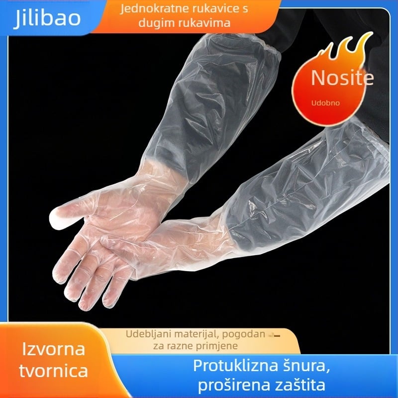 Jednokratne proširene rukavice za kućanstvo, deblje, vodootporne, otporne na mrlje i habanje, prozirna manžeta za čišćenje