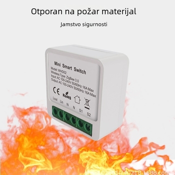 Yaneng Pametni WiFi prekidač, 100–240 V AC, razmak montažnih rupa 20 mm, vatrootporni PC panel, kontakti od fosforne bakre, električni vijek ≥10 000 ciklusa