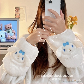 Ženski rukavi s integriranim rukavicama, topli za jesen, zimu i proljeće, karikatura uzorak