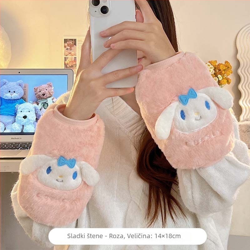 Ženski rukavi s integriranim rukavicama, topli za jesen, zimu i proljeće, karikatura uzorak