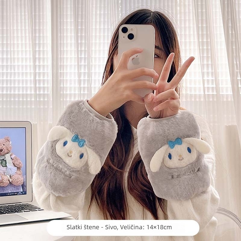 Ženski rukavi s integriranim rukavicama, topli za jesen, zimu i proljeće, karikatura uzorak