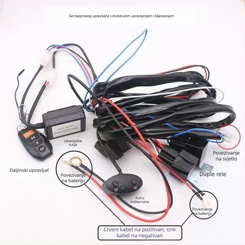 Lu Mingxin Bežični daljinski prekidač s kabelom za automobilsku LED reflektore i trake, 12–24V