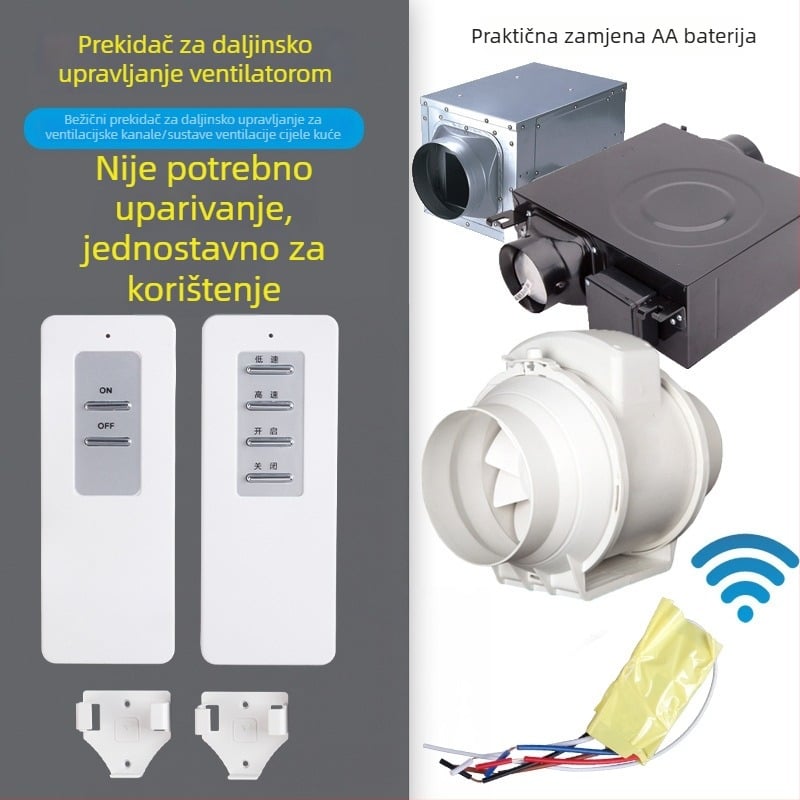 JANX izduvni ventilator s daljinskim upravljanjem, dijagonalni tok zraka, dvije brzine