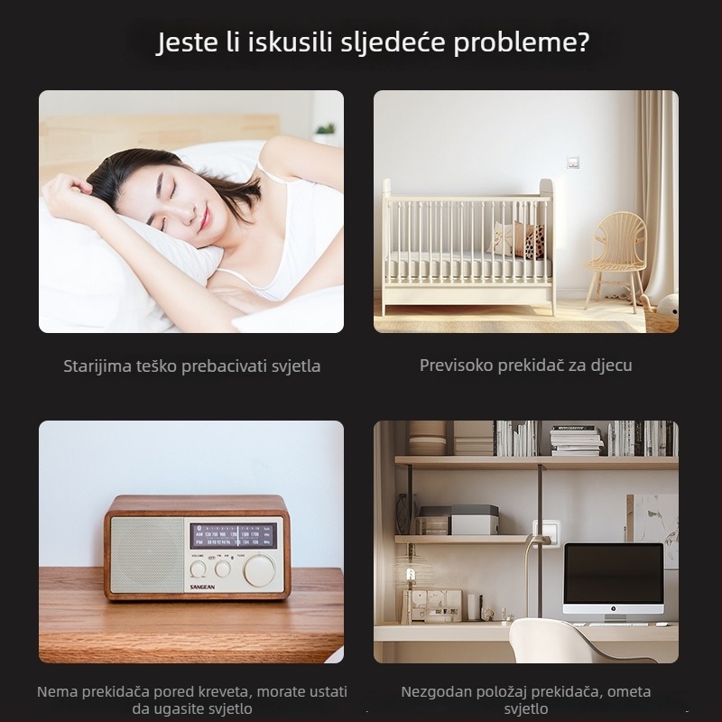 Naljepniji bežični prekidač rasvjete za kućnu upotrebu, dvostruka i višestruka kontrola, s jednom živom žicom