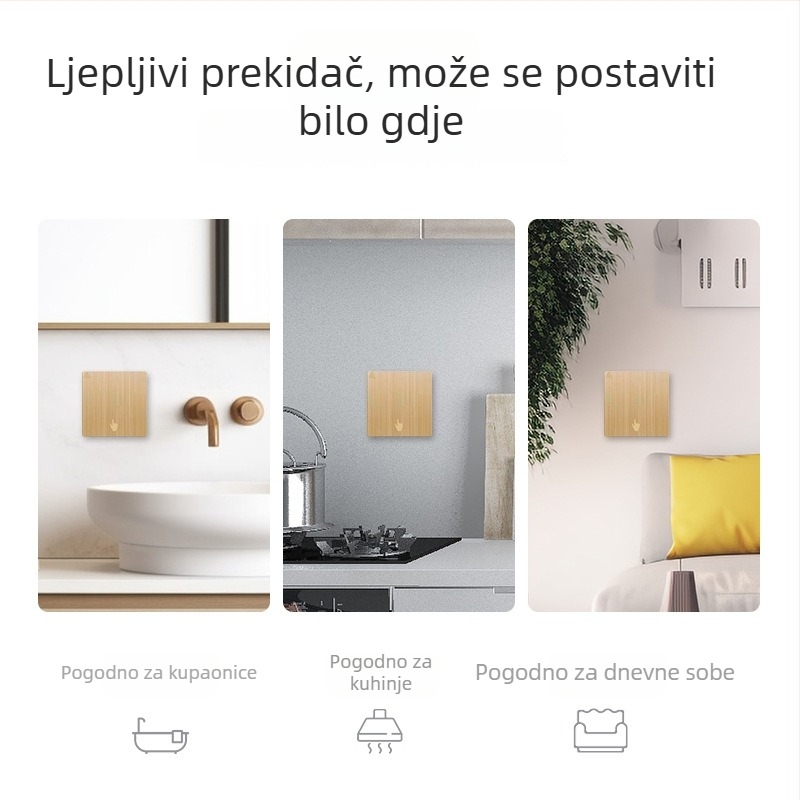 Naljepniji bežični prekidač rasvjete za kućnu upotrebu, dvostruka i višestruka kontrola, s jednom živom žicom