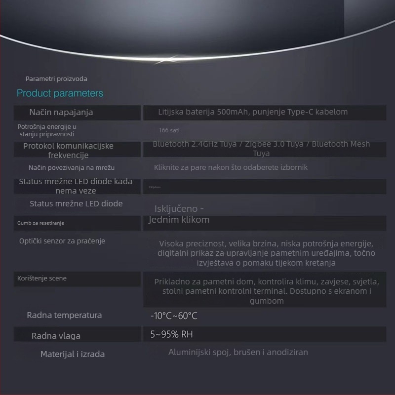 Pametni ZigBee prekidač za zavjese s dodirnim zaslonom, podešavanje svjetla i boje