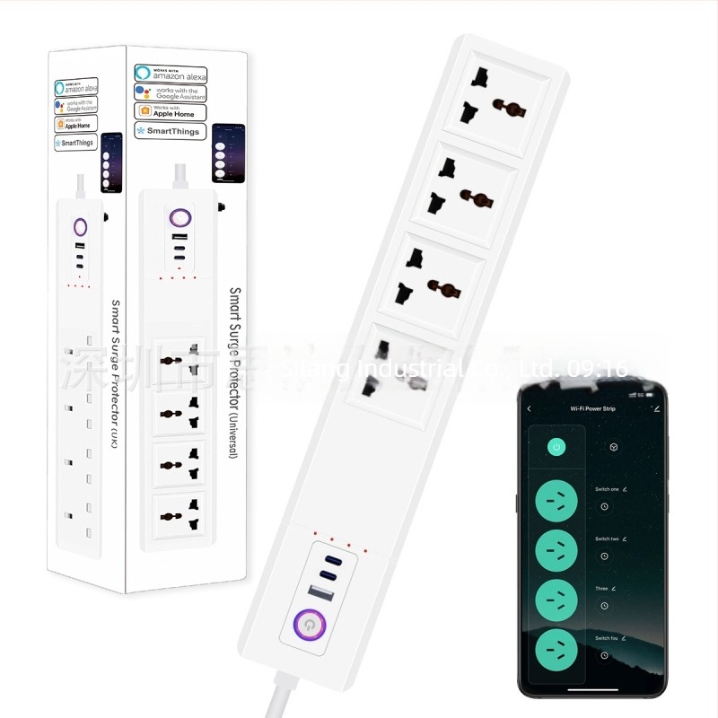 Pametan univerzalni produžni kabel sa Wi‑Fi upravljanjem, US/UK/EU utičnice, 16A, 110–240V, 3500W