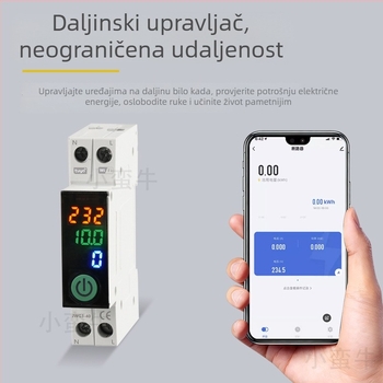 Inteligentni prekidač kruga s mjerenjem i WiFi daljinskim upravljanjem, 220–240V, panel od protipožarnog PC-ja, bakreni list, 10.000+ ciklusa