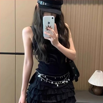 Metalni pojas za struk s biserima školjke – unisex, za mlade, ljeto 2025, tijelo lanac Y2K